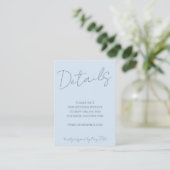 Script Soft Blue Wedding Website Details QR Modern Informatiekaartje (Staand voorkant)