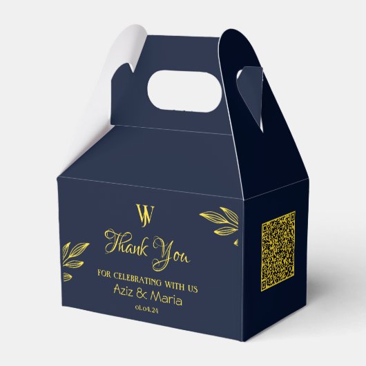 script stijlvolle elegante Favor Box met donkerbla Bedankdoosjes (Voorkant Zijde)