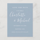 Script Stof Blauw Trouwkaart Opslagkaart Briefkaart (Voorkant)