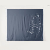 Script Stof Navy Blauwe Trouwfoto Achtergrond Wandkleed (Voorkant (horizontaal))