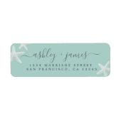 Script Strand Zeester Blauwe Trouw Retouradres Etiket (Voorkant)