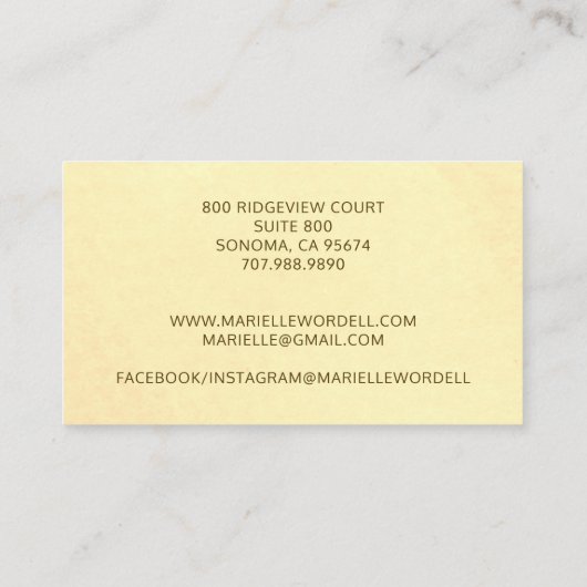 Script Sun Gold Waterverf Circle Monogram Visitekaartje (Achterkant)