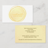 Script Sun Gold Waterverf Circle Monogram Visitekaartje (Voorkant / Achterkant)