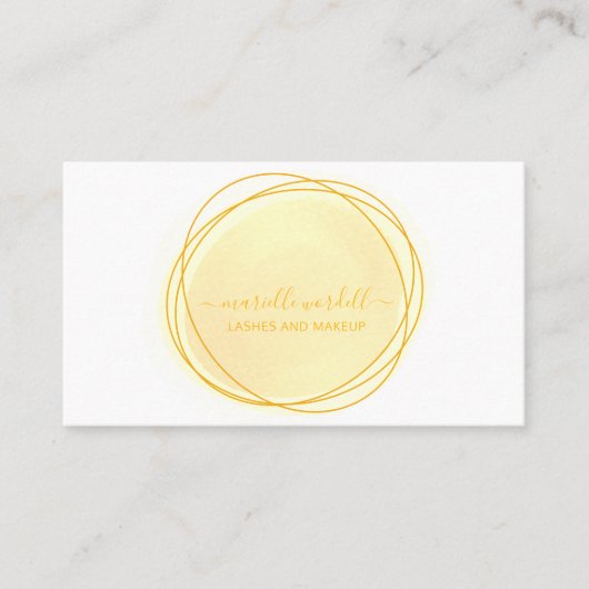 Script Sun Gold Waterverf Circle Monogram Visitekaartje (Voorkant)
