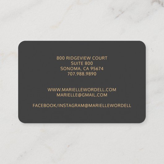 Script Sun Gold Waterverf Cirkel zwart Visitekaartje (Achterkant)