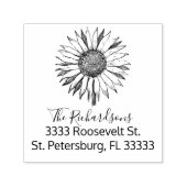Script Sunflower gepersonaliseerd retouradres Zelfinktende Stempel (Design)