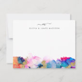 Script Swash Monogram Couple Rainbow Alcohol Ink Notitiekaartje (Voorkant)