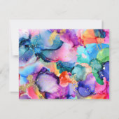 Script Swash Monogram Couple Rainbow Alcohol Ink Notitiekaartje (Achterkant)