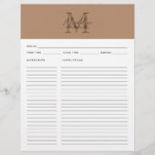 Script Taupe Metallic Goud Monogram Recept (Voorkant)