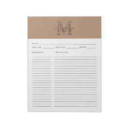 Script Taupe Metallic Goud Monogram Recept Notitieblok