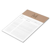 Script Taupe Metallic Goud Monogram Recept Notitieblok (Schuin)