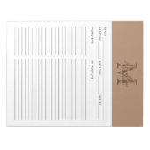 Script Taupe Metallic Goud Monogram Recept Notitieblok (Voorkant)