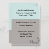 Script-tekst Blauw grijs Jubileum Kaart (Voorkant / Achterkant)