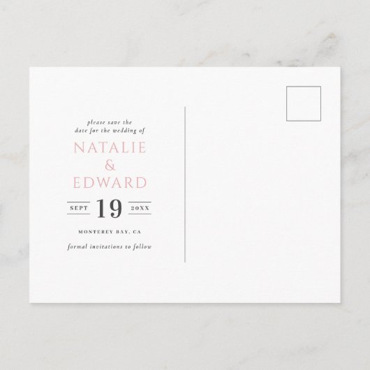 Script tekst en trouwringen aankondigingskaart (Achterkant)