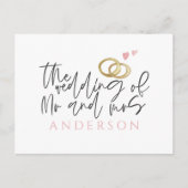 Script tekst en trouwringen aankondigingskaart (Voorkant)