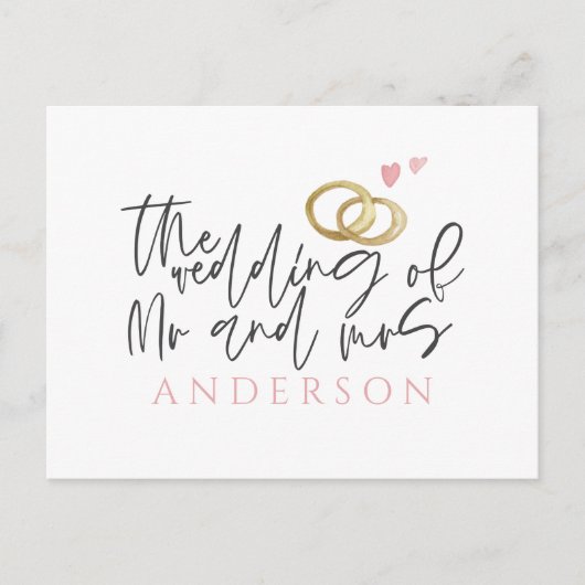 Script tekst en trouwringen aankondigingskaart (Voorkant)