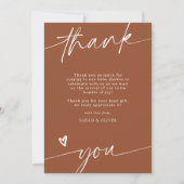 Script Terracotta Baby Shower Bedankkaart Kaart (Voorkant)