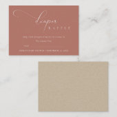 Script Terracotta Rust Diaper Baby shower Informatiekaartje (Voorkant / Achterkant)