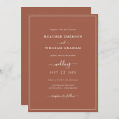 Script Terracotta Wedding Invitation Kaart (Voorkant / Achterkant)