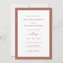 Script Terracotta Wedding Invitation Kaart
