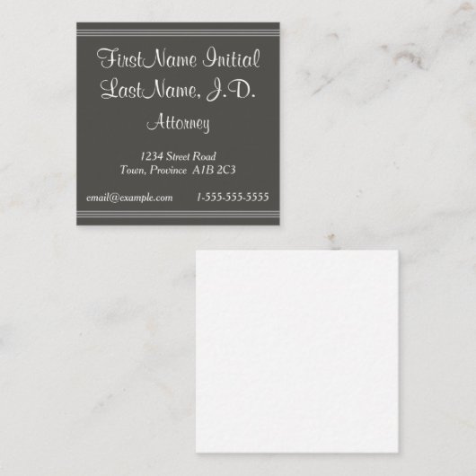 Script Text Attorney Business Card Vierkante Visitekaartje (Voorkant / Achterkant)