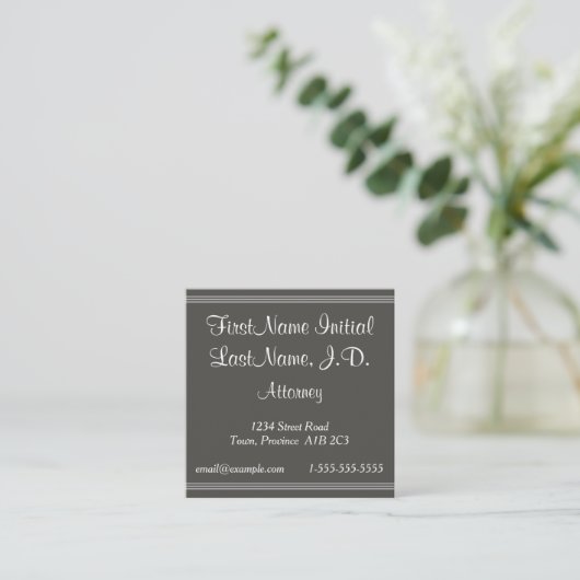 Script Text Attorney Business Card Vierkante Visitekaartje (Staand voorkant)