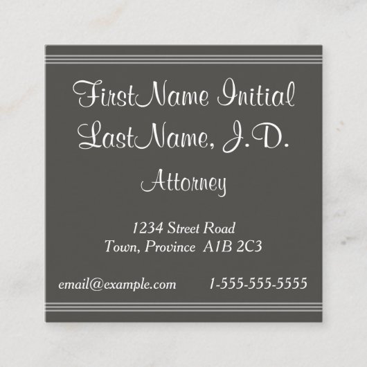 Script Text Attorney Business Card Vierkante Visitekaartje (Voorkant)