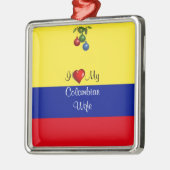 Script text, "I Love My Colombian Wife Metalen Ornament (Links)