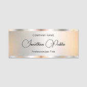 Script Text Silver Sjabloon Elegant Typografie Naamplaatje (Voorkant)