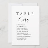 Script Text Table Number Seating Chart Kaart (Voorkant)