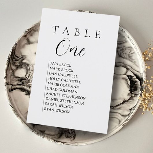 Script Text Table Number Seating Chart Kaart
