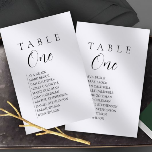Script Text Table Number Seating Chart Kaart