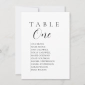 Script Text Table Number Seating Chart Kaart (Voorkant)