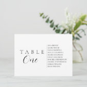 Script Text Table Number Seating Chart Kaart (Staand voorkant)