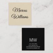 Script Text Tan Vierkante Visitekaartje (Voorkant / Achterkant)