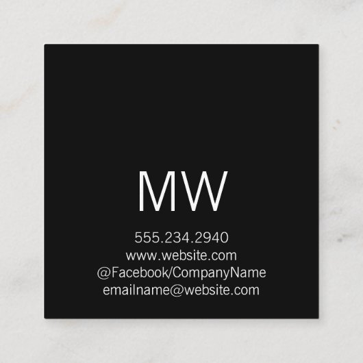 Script Text Tan Vierkante Visitekaartje (Achterkant)