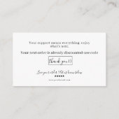Script Thank You Card Discount Review Your Support Visitekaartje (Achterkant)