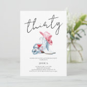 Script Thirty Western Cowgirl 30th Birthday Party Kaart (Staand voorkant)