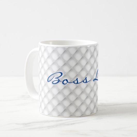 Script Titel, White Tufted Pattern 11oz Coffee Mok (Voorkant links)