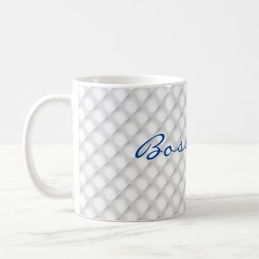 Script Titel, White Tufted Pattern 11oz Coffee Mok (Links)