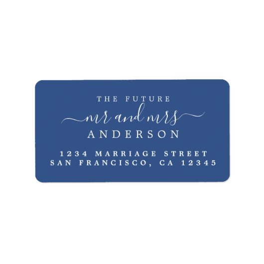 Script Toekomst Meneer Mevrouw Klassiek Blauw Reto Etiket (Voorkant)
