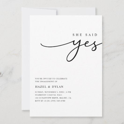 Script Trendy Minimal Wedding Verloving Foto Kaart (Voorkant)
