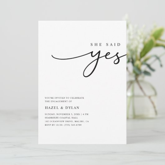 Script Trendy Minimal Wedding Verloving Foto Kaart (Staand voorkant)