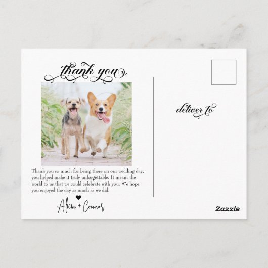 Script Trouwdag Dankjewel Foto Briefkaart (Achterkant)