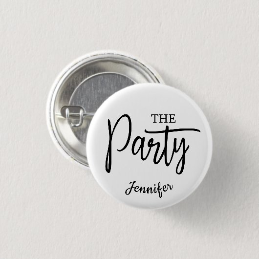 Script Trouwfeest Bruidsnaam Knop Ronde Button 3,2 Cm (Voorkant /achterkant)