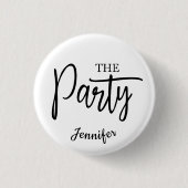 Script Trouwfeest Bruidsnaam Knop Ronde Button 3,2 Cm (Voorkant)