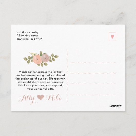 Script Trouwfoto Dank u Briefkaart (Achterkant)