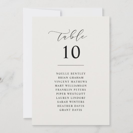 Script Trouwtafel Nummer Receptie Kaart teken (Voorkant)