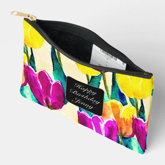  script tulpen tuin Geel Beige Etui (Open)