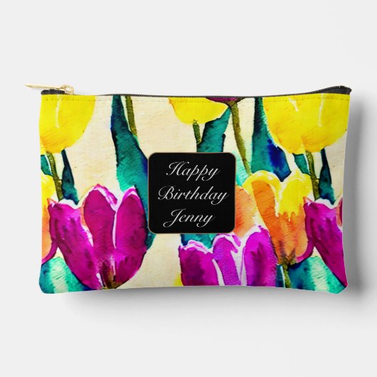  script tulpen tuin Geel Beige Etui (Voorkant)